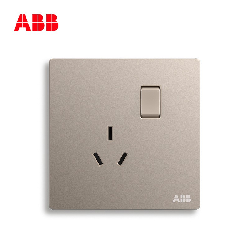 ABB开关插座面板墙壁电源空调一开三孔带开关16A轩致金色AF228-PG