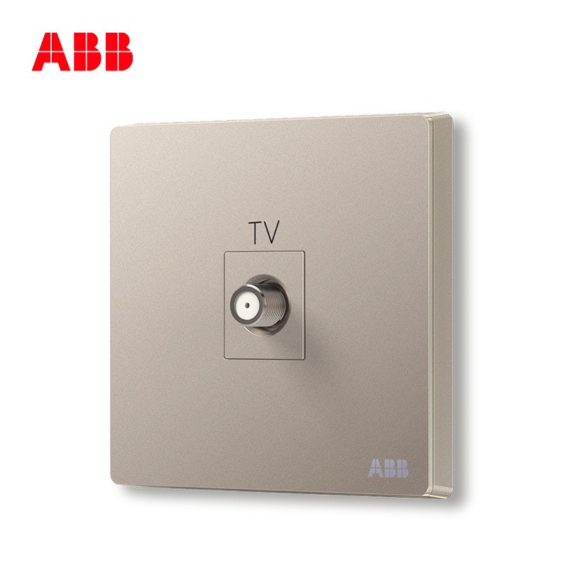 ABB开关插座无框轩致朝霞金墙壁插座面板一位电视插座AF301-PG